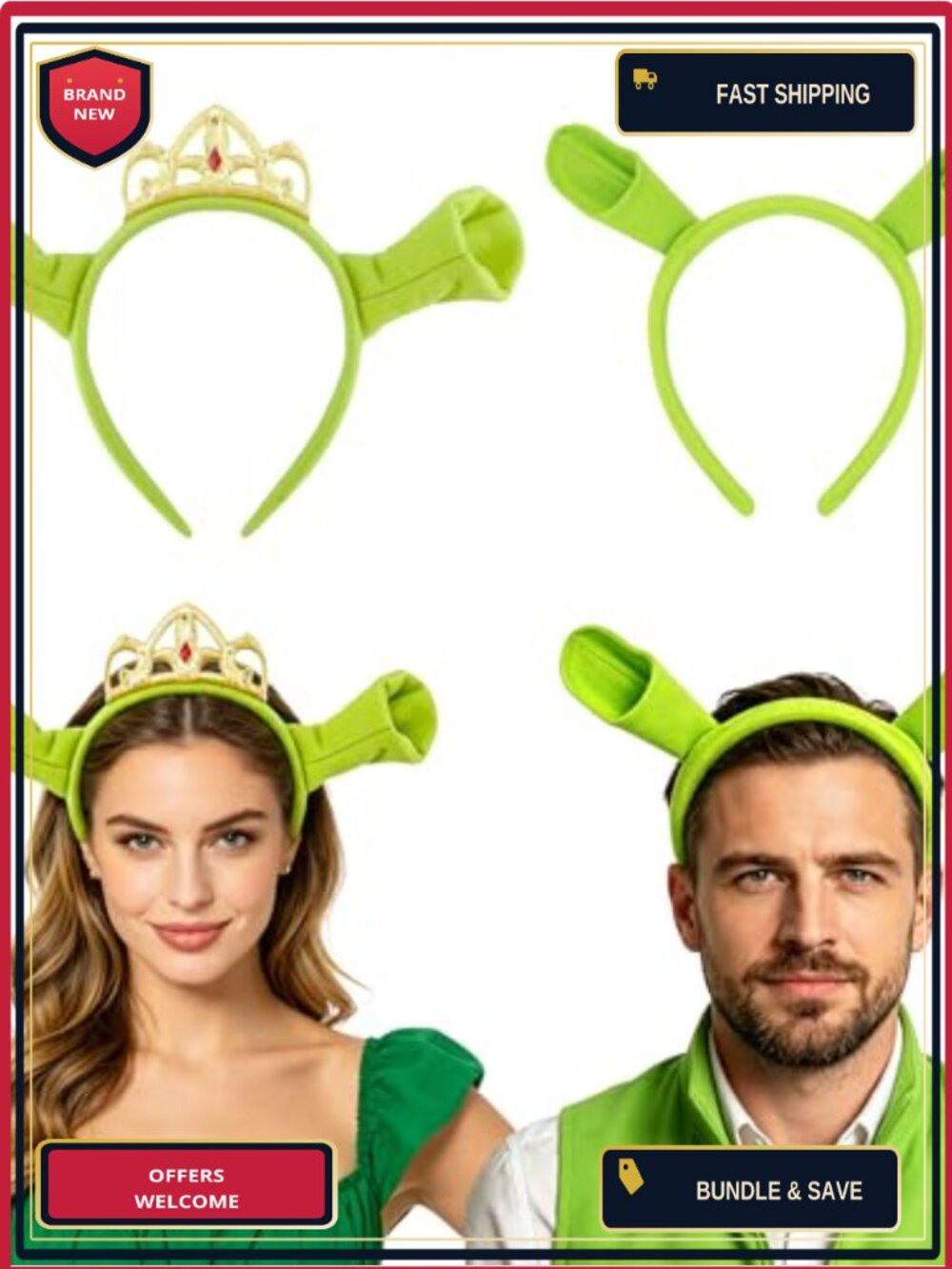 Ogre Ears Headband Plush Monster Hair Hoop Cosplay Party Costume Accessory